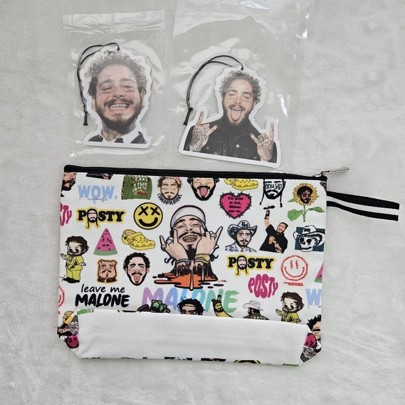 NEW Post Malone Gift Set - Lot with Make up Cosmetic Bag & 2 Air Fresheners - Picture 2 of 5